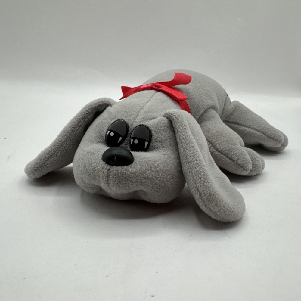 Pound Puppies Newborn Small Tonka 80s Plush Dog Puppy Grey w Collar Vintage